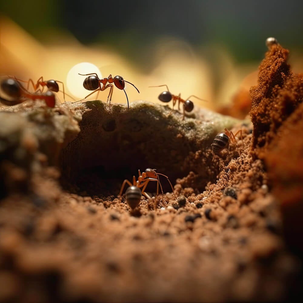 ants working around sand together ants working around sand together