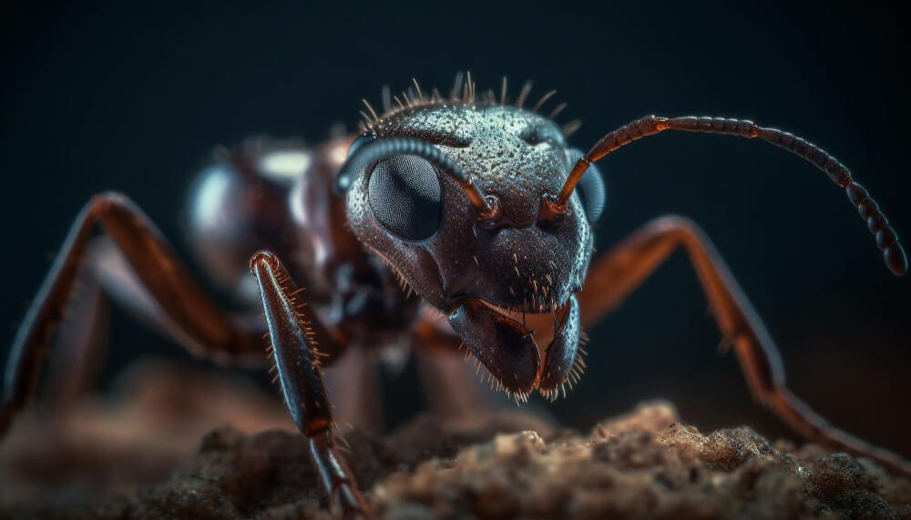 close up image of ant from the front close up image of ant from the front